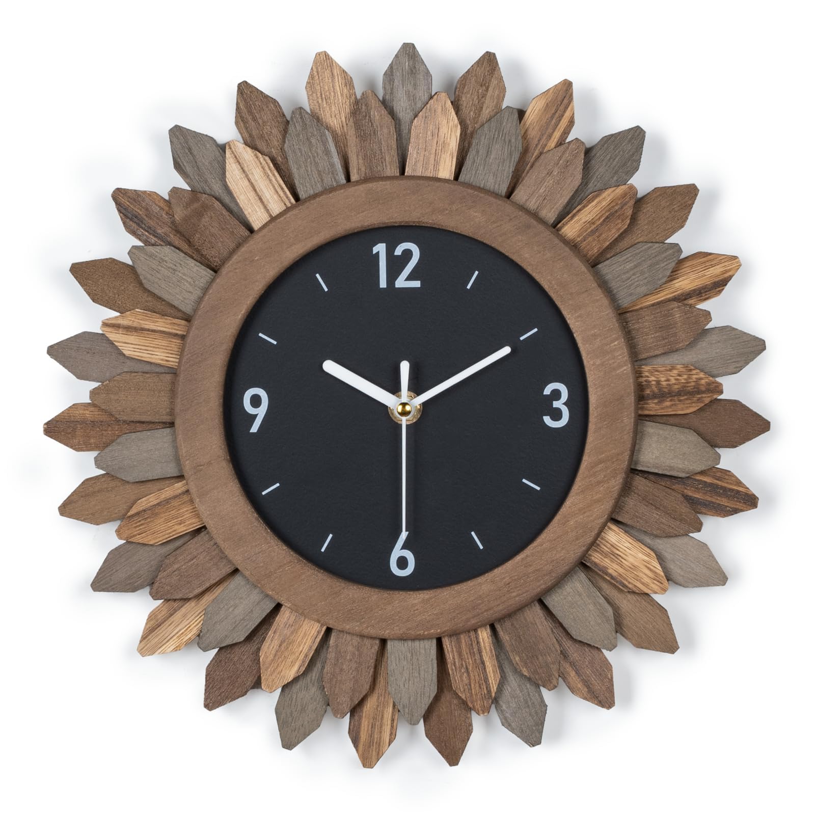 Honiway sunburst clock, 12-inch, radiant rustic design for living rooms.