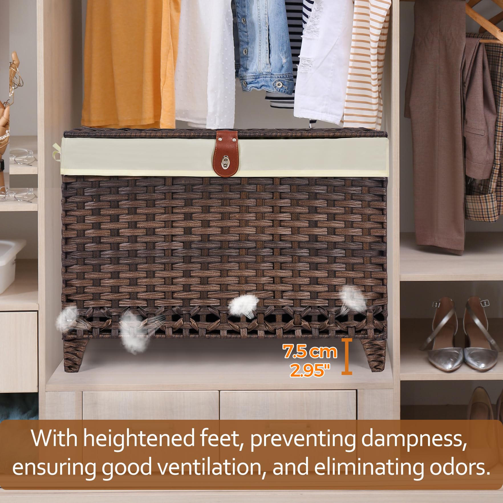 Honjourai basket with heightened feet promotes airflow and dryness.