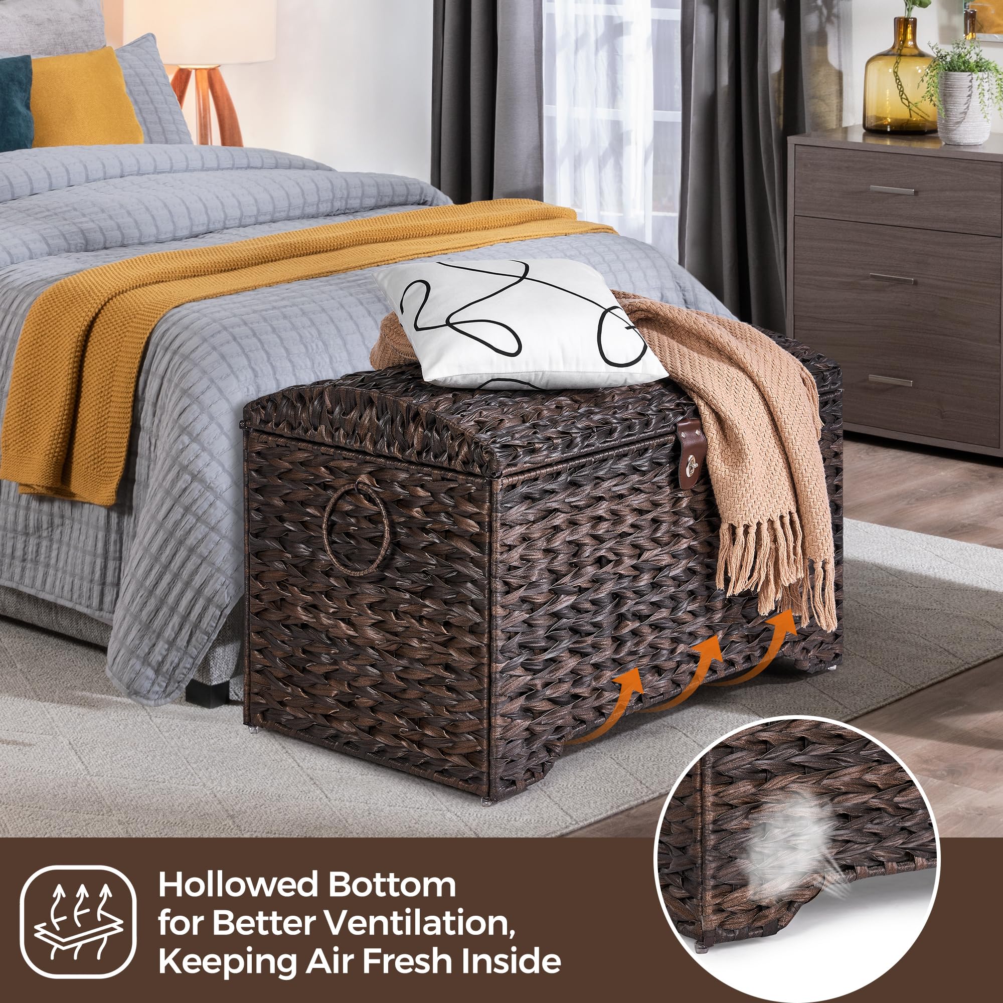 Honjourai leather buckle lid adds protection against dust and moisture.