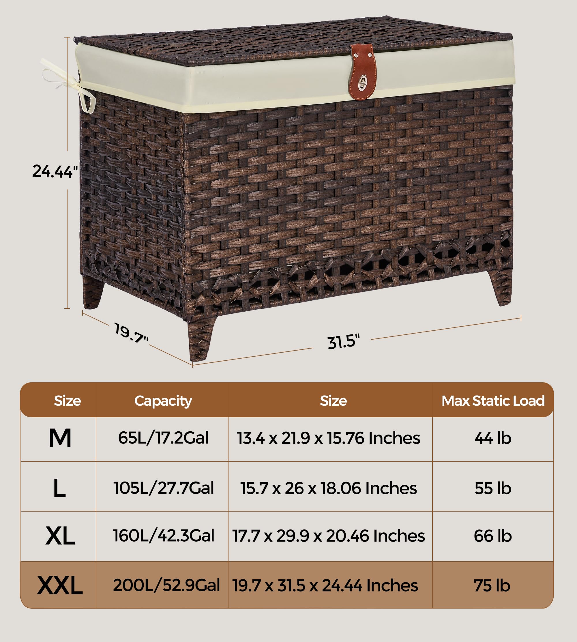 Honjourai storage basket in bedroom keeps wardrobe items organized.