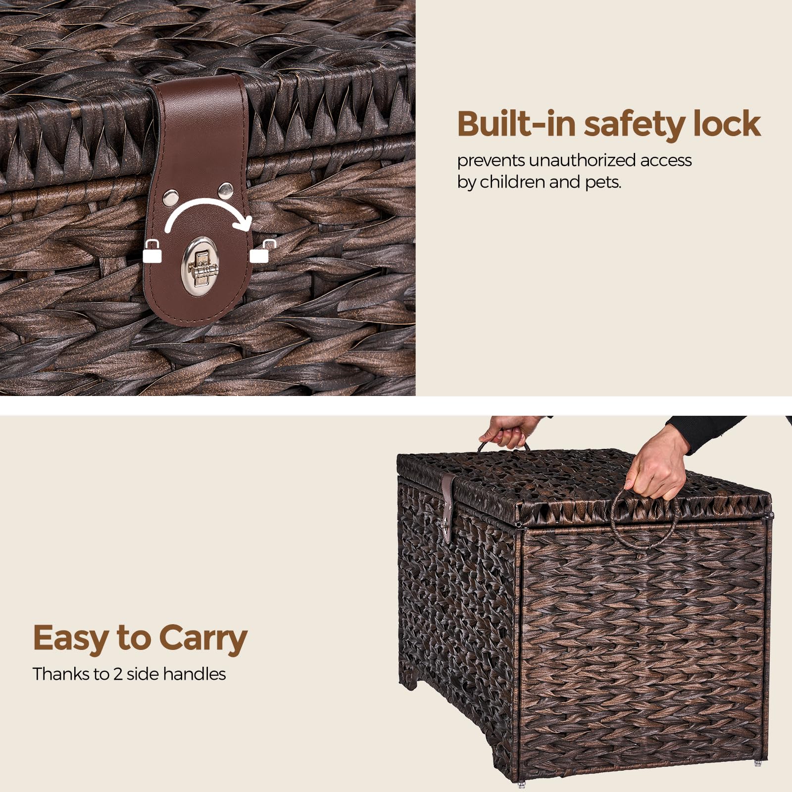 Honjourai waterproof plastic rattan resists humidity and cleans easily.