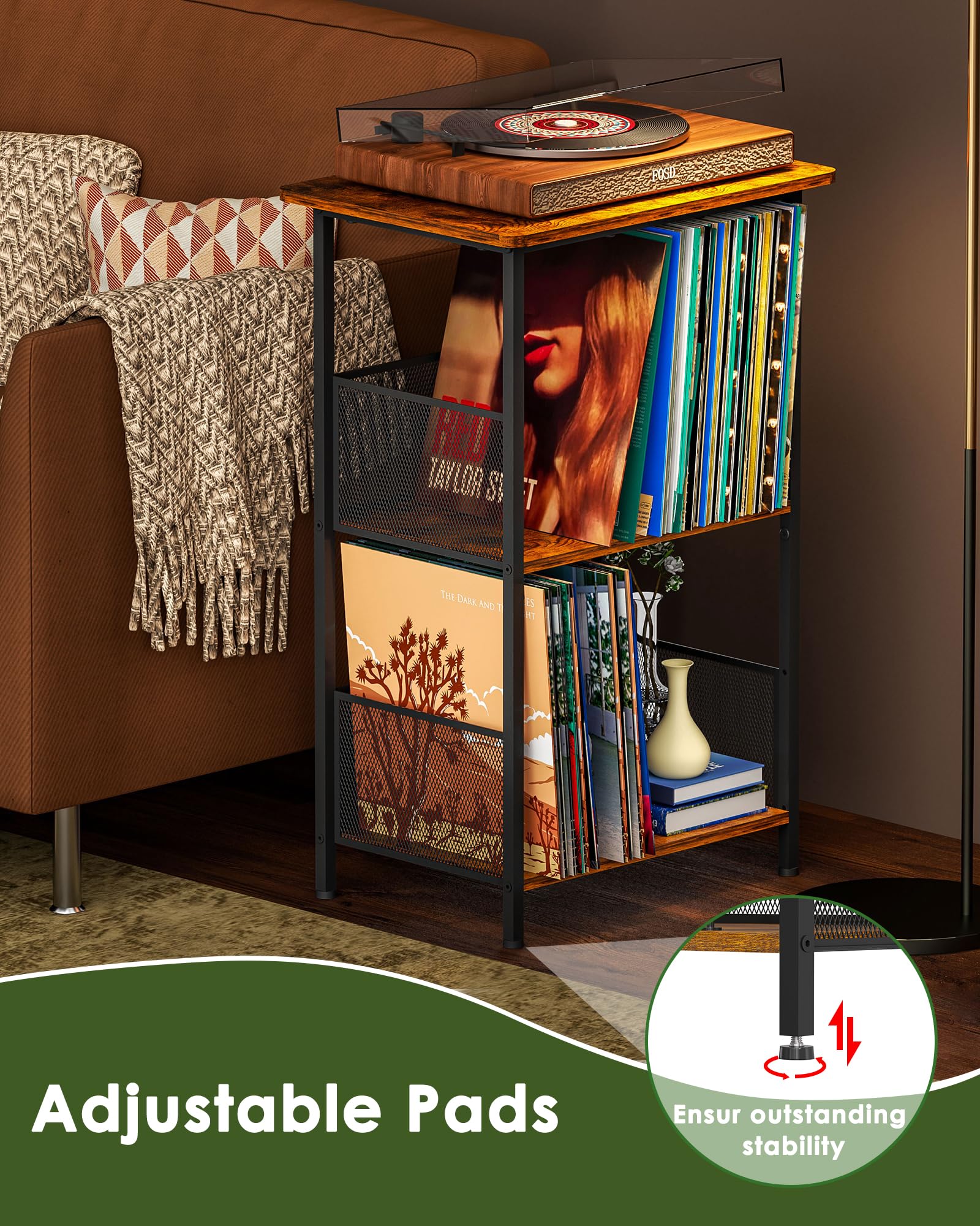 Honkazita record stand space-saving design ideal for small rooms