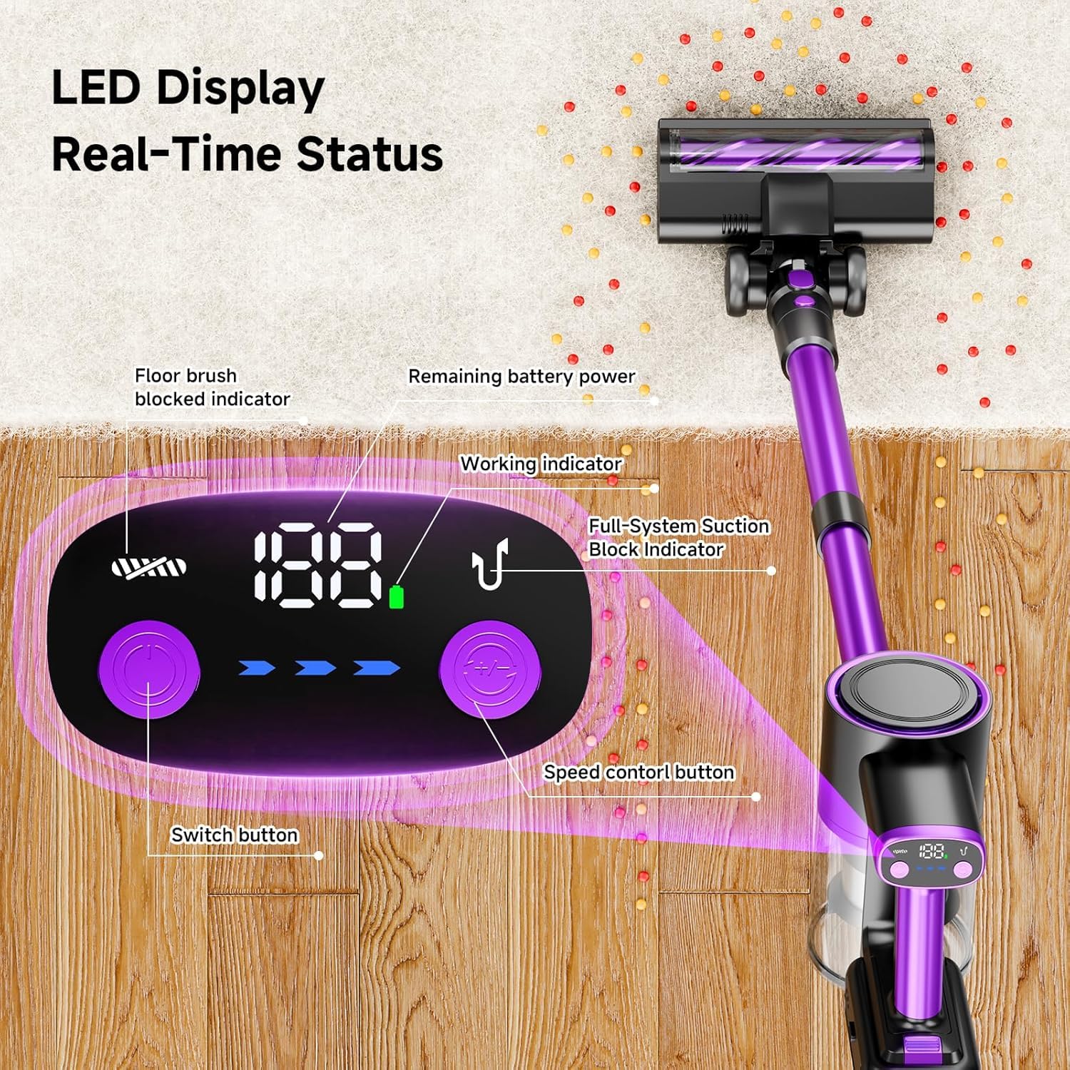 Honki cordless vacuum battery pack with detachable design for extended use.