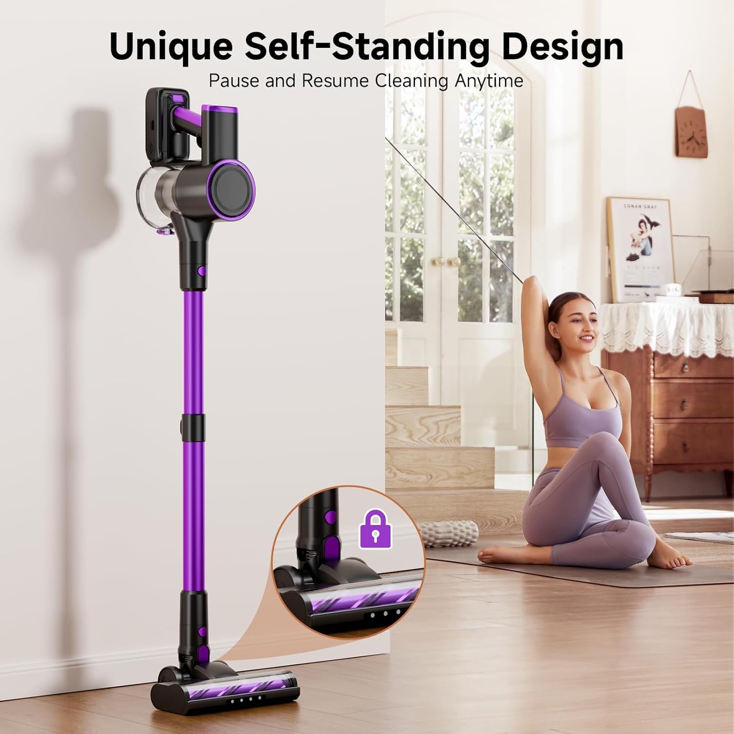 Honki vacuum head cleaning hard floors with strong suction.