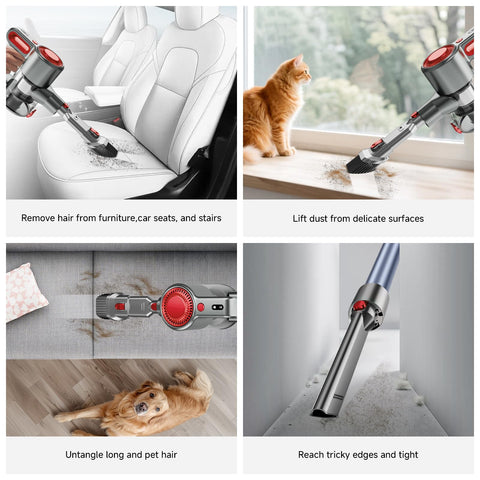 Honki LED headlights reveal hidden dust under beds and sofas.