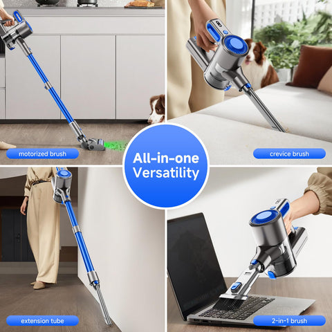 Honki motorized cleaner head deeply cleans carpets and hard floors.