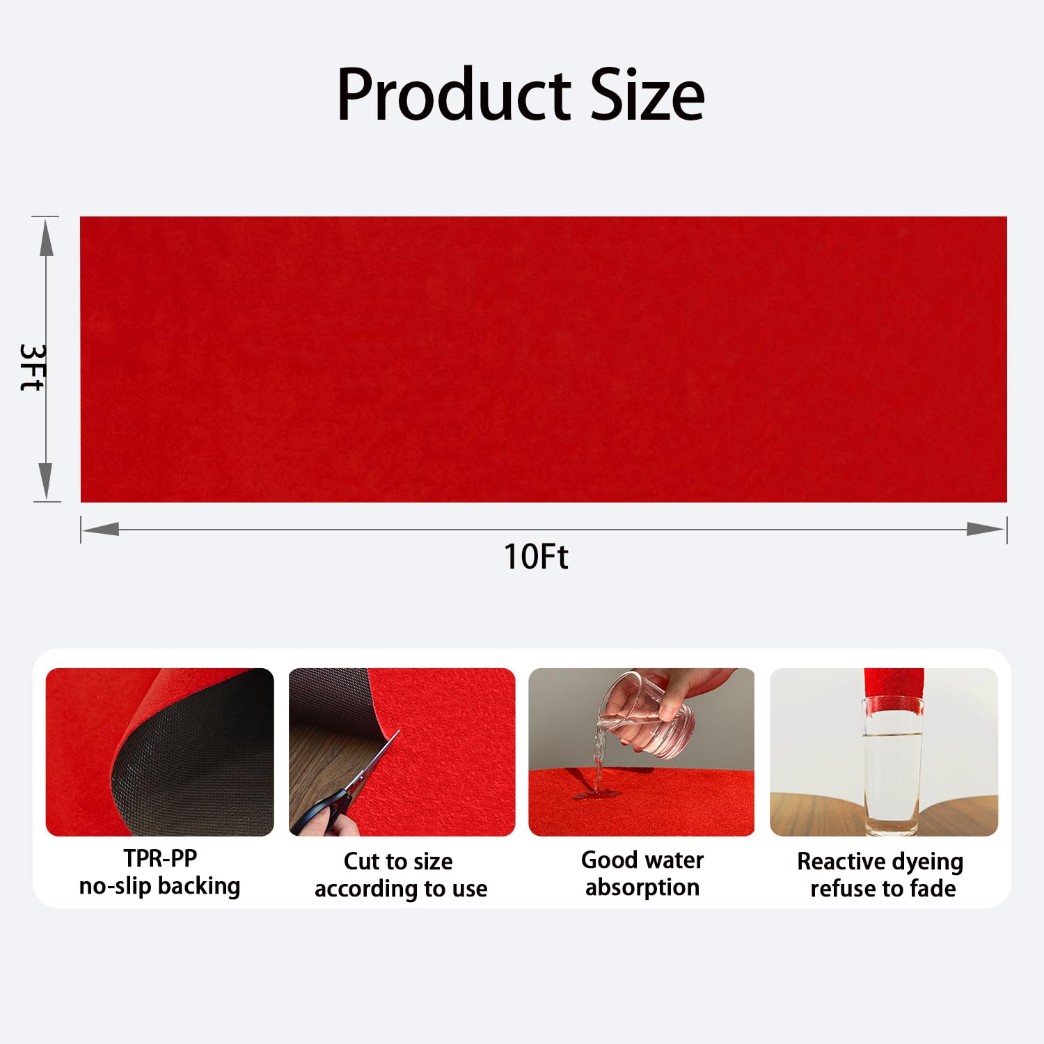 HONKKTHY red carpet runner with non-slip backing for secure setup.