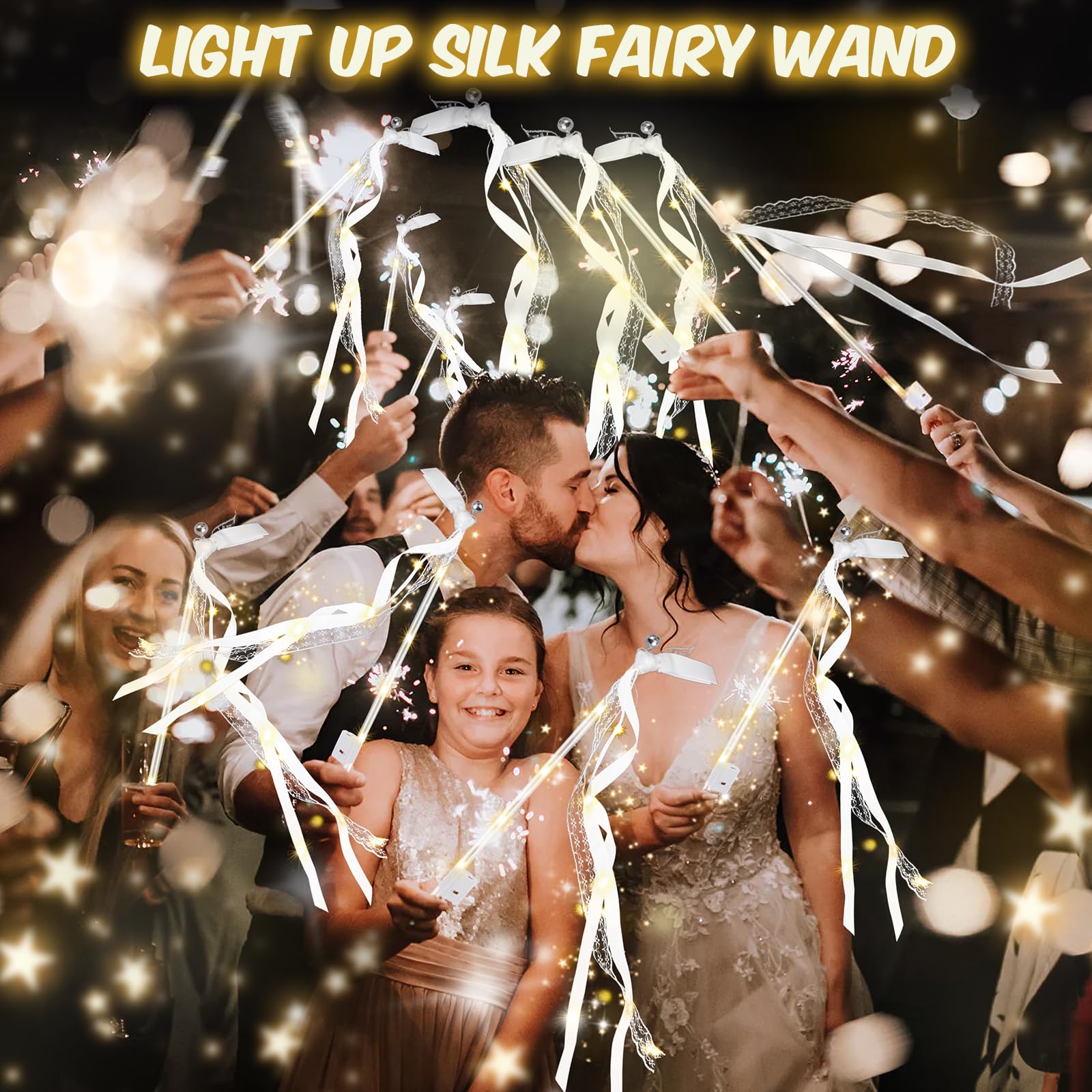 HONLYNE glow-in-the-dark fairy wands create magical ambiance at night events.