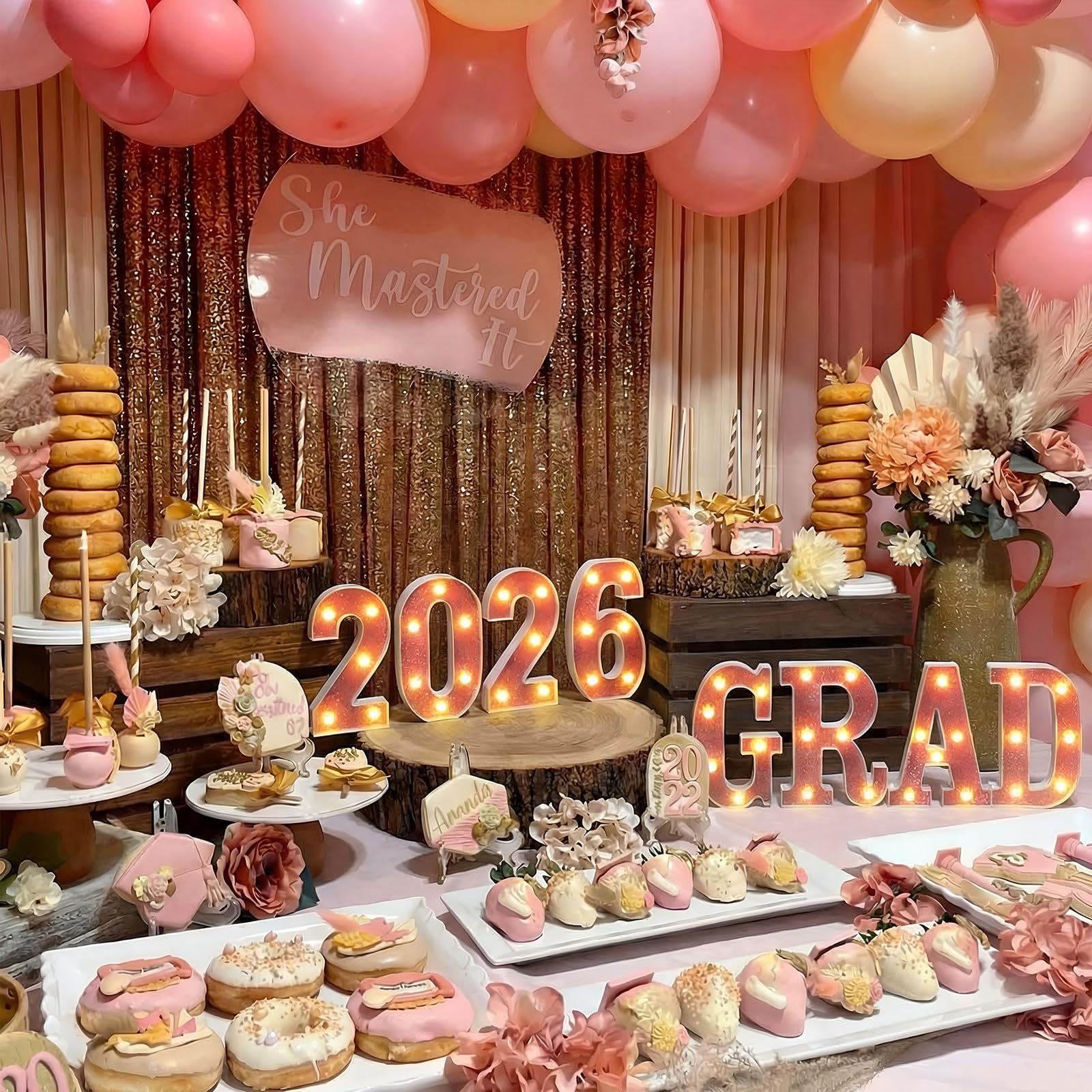 Honoson outdoor/indoor grad decor glows softly at night
