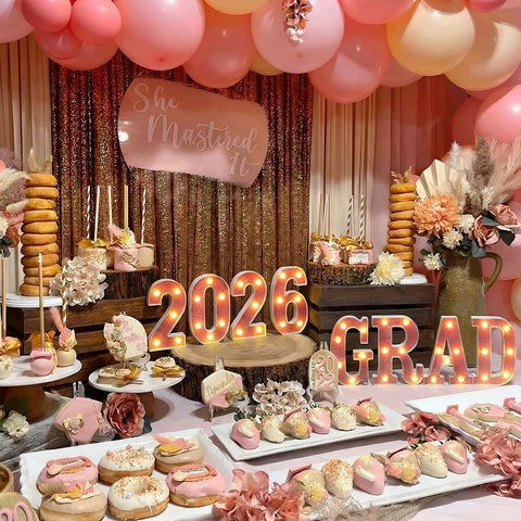 Honoson outdoor/indoor grad decor glows softly at night