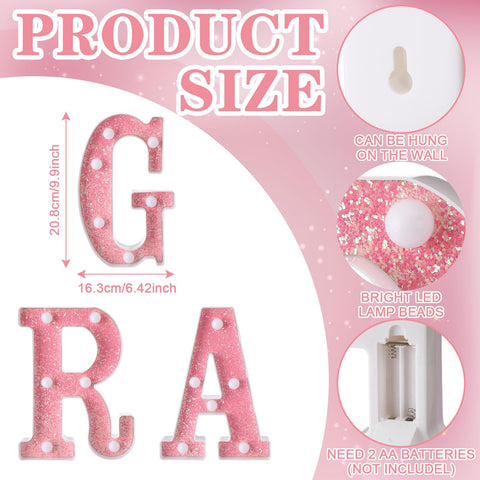Honoson Grad 2026 pink letters glow for wall displays