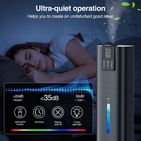 Honovos 7-color night light creates a calming bedtime ambiance.