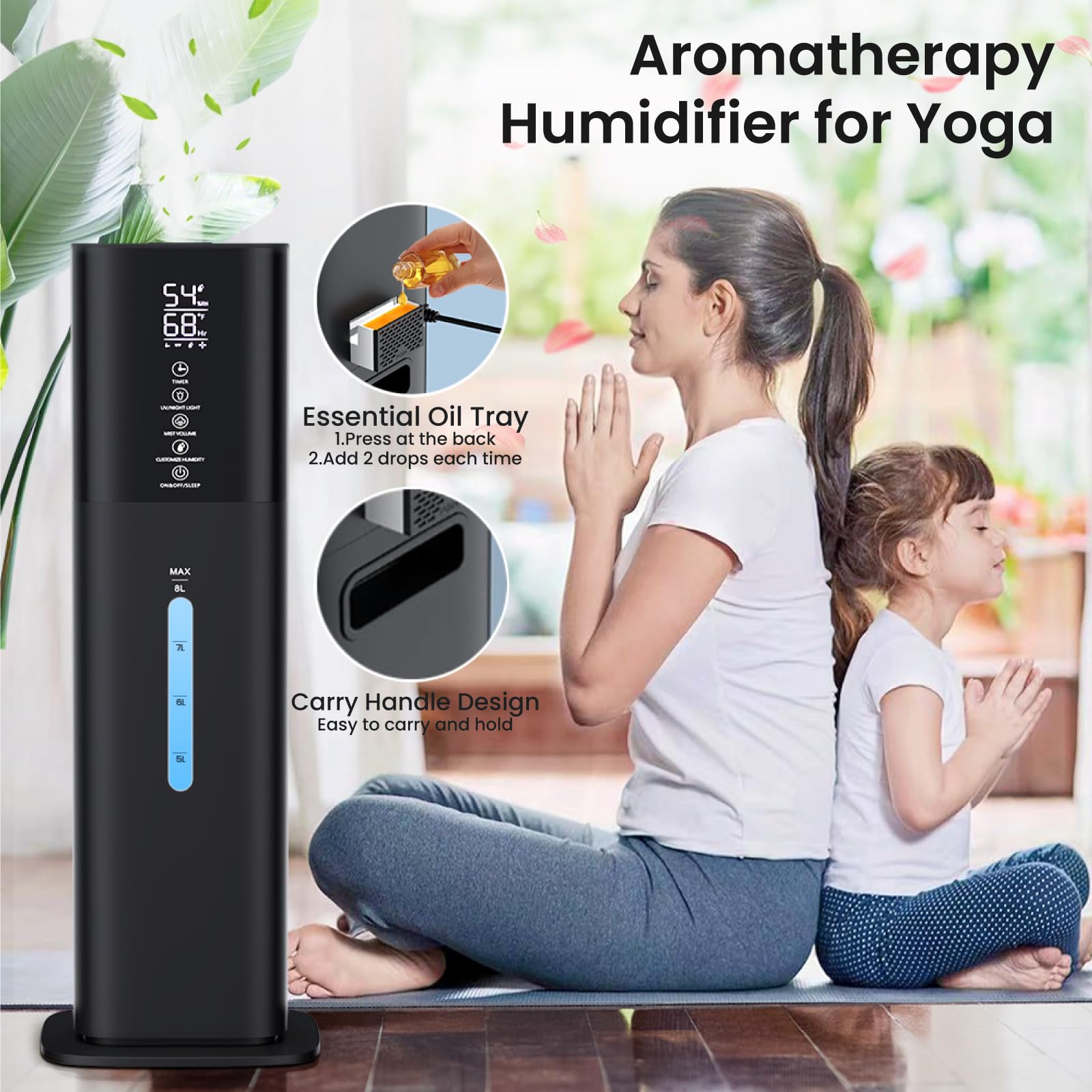 Honovos humidifier with adjustable humidity control and humidistat for comfort.