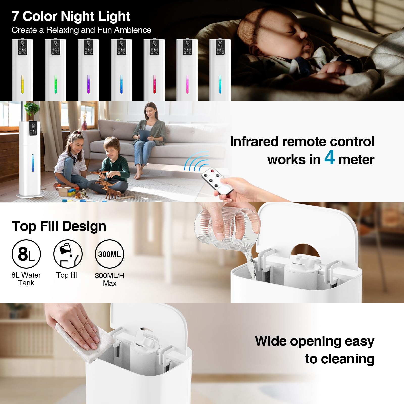 Honovos quiet operation under 35 dB ideal for bedrooms.