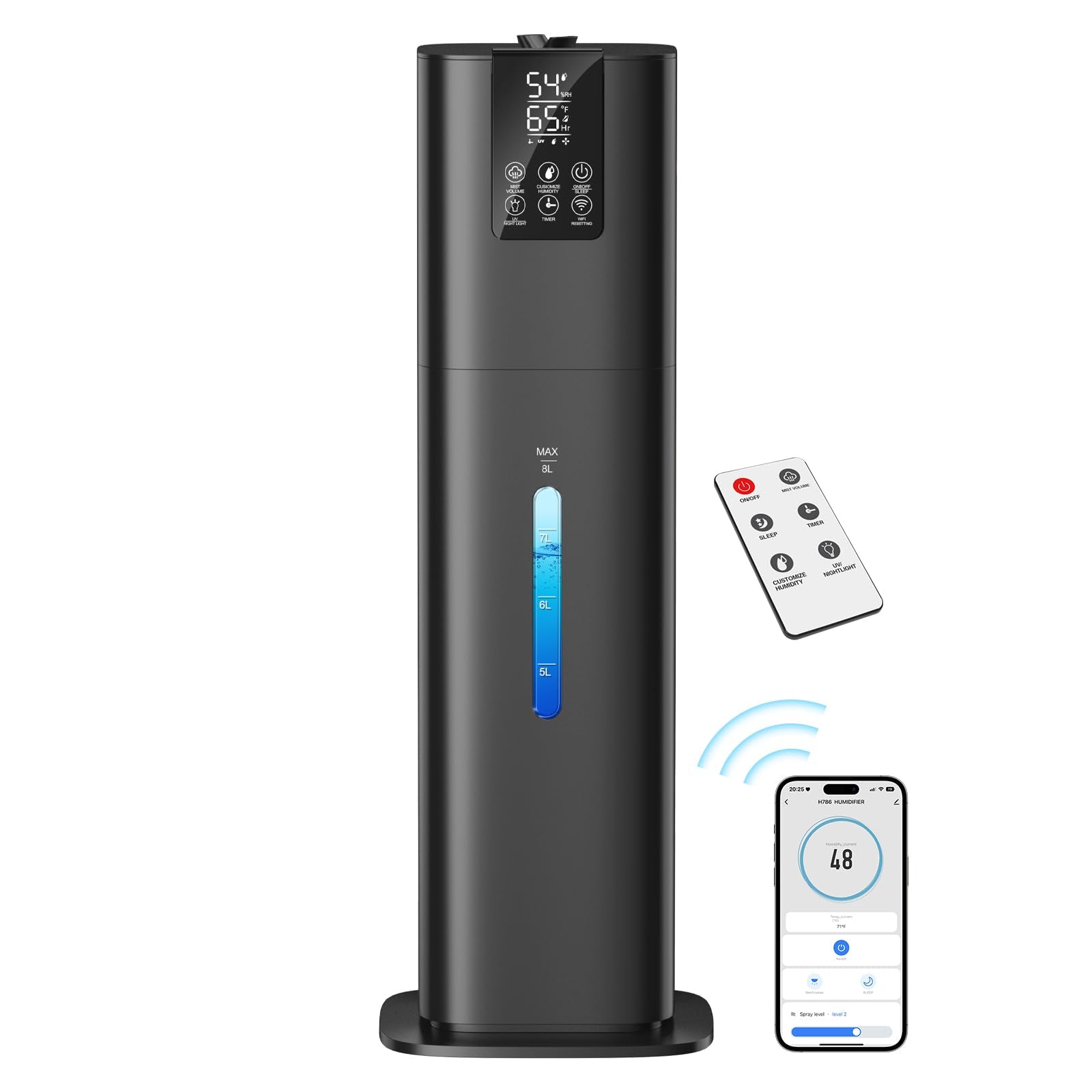 Honovos 8L smart humidifier top-fill design for easy refills in large rooms.