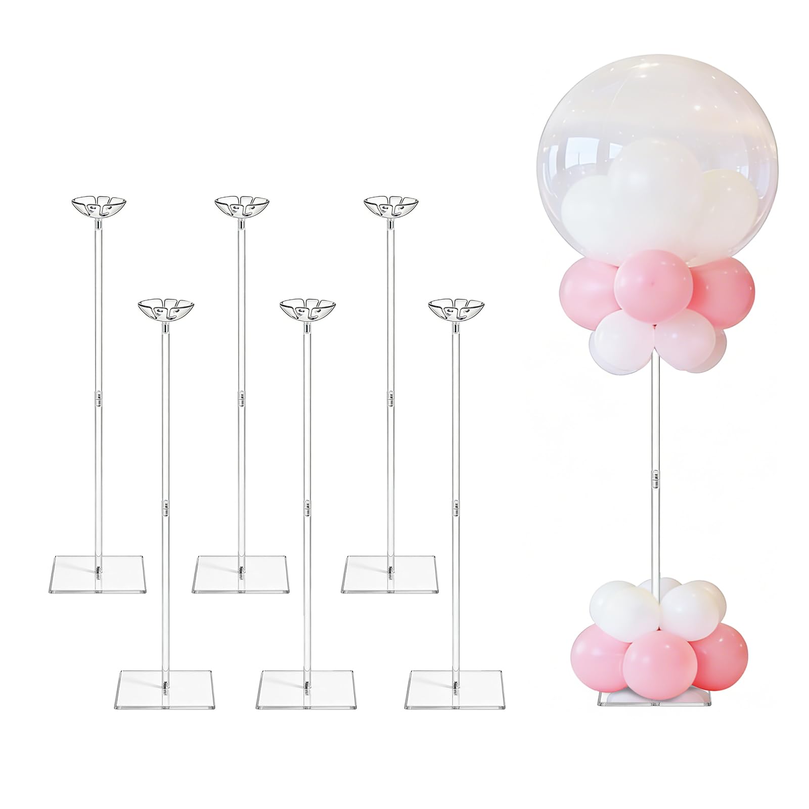 HONTUU clear acrylic balloon stand with base for stable tabletop centerpieces.