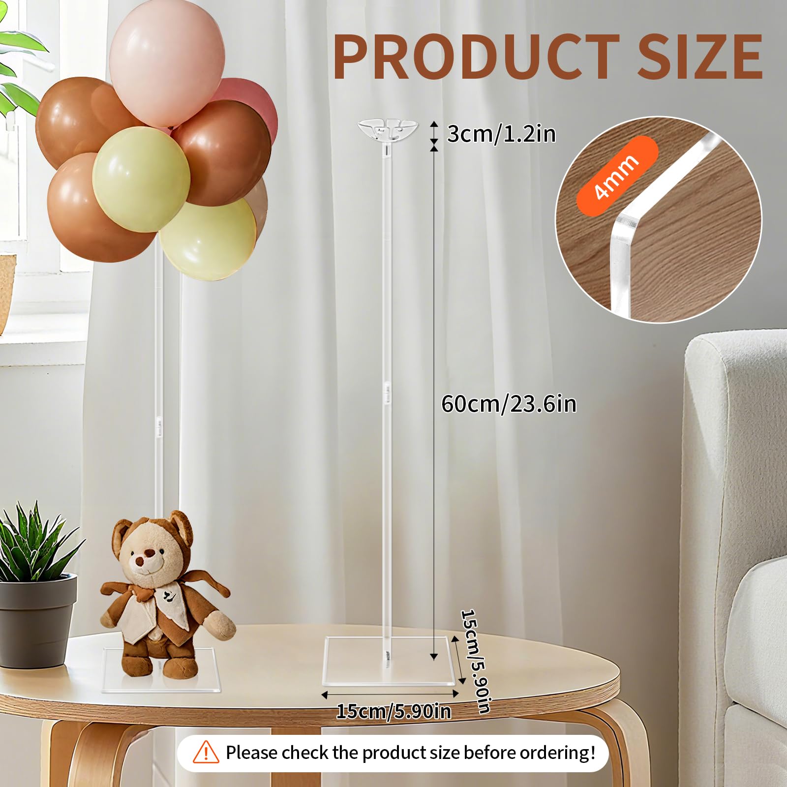 HONTUU clear acrylic balloon stand design complements colors with a seamless look.