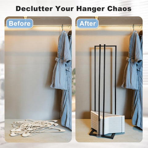 HONZUEN hanger organizer stacker side view showing adjustable base for different hangers.