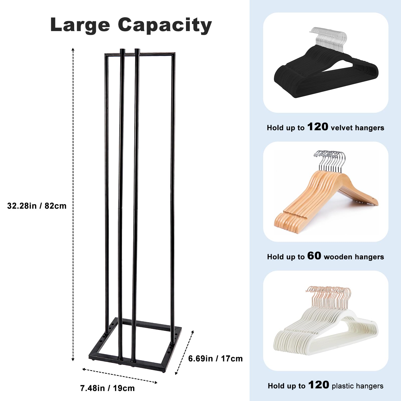 HONZUEN hanger storage stacker demonstrates stable base to prevent hangers from slipping off.