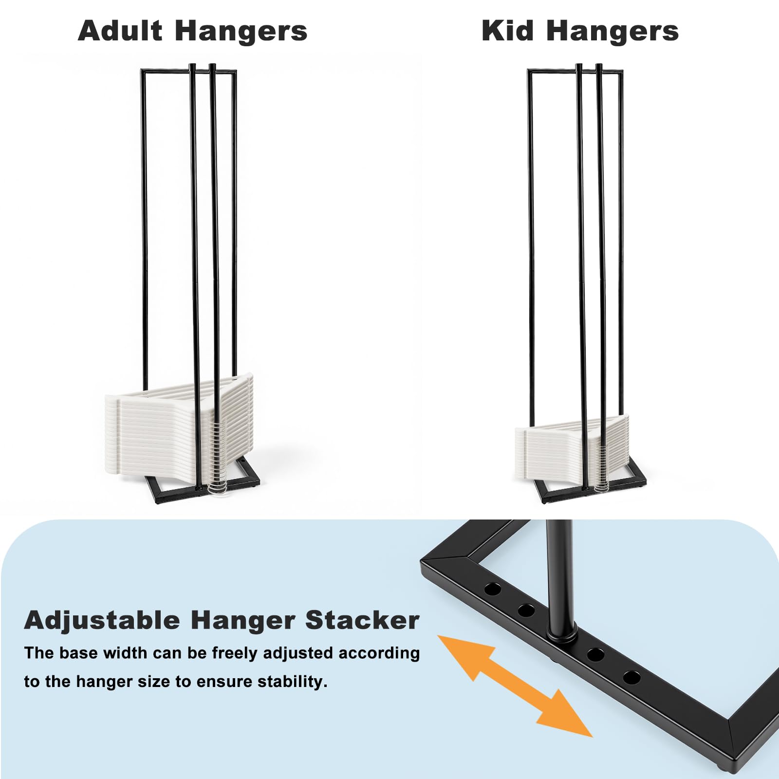 HONZUEN vertical hanger stack organization showcases space-saving design for closets.