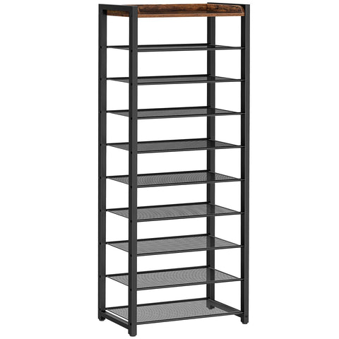 HOOBRO 10-tier shoe rack assembly demonstrates quick setup and compact footprint for any entryway.