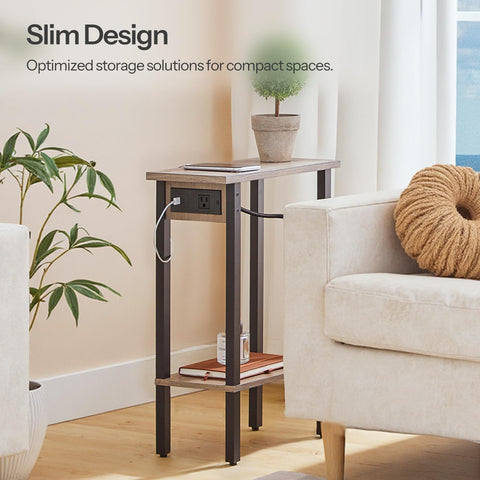 HOOBRO 2-tier end table with open storage for books and remotes.