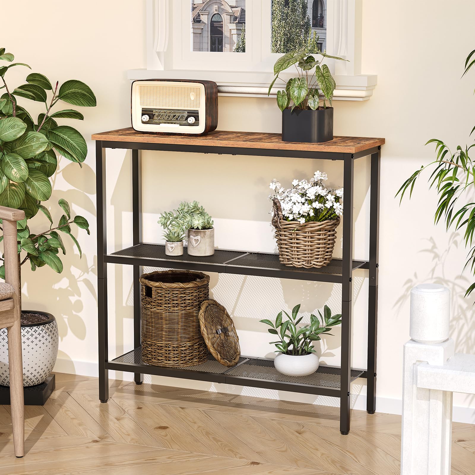 HOOBRO 29.5 inch narrow console table side view showing slim profile