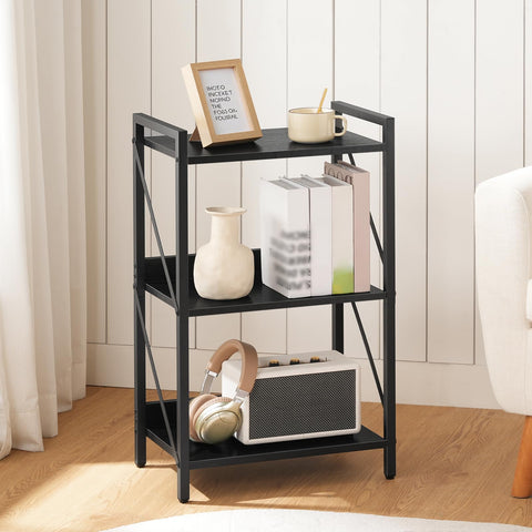 HOOBRO 3-tier bookcase adjustable feet improving stability on uneven floors