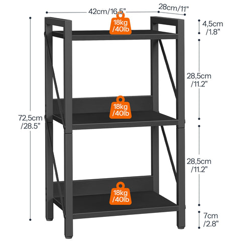 HOOBRO 3-tier bookcase back panel keeps items upright and organized