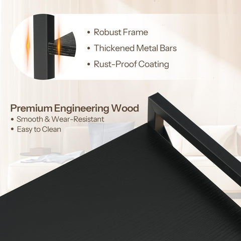 HOOBRO 3-tier bookcase material close-up of sturdy particleboard and metal frame