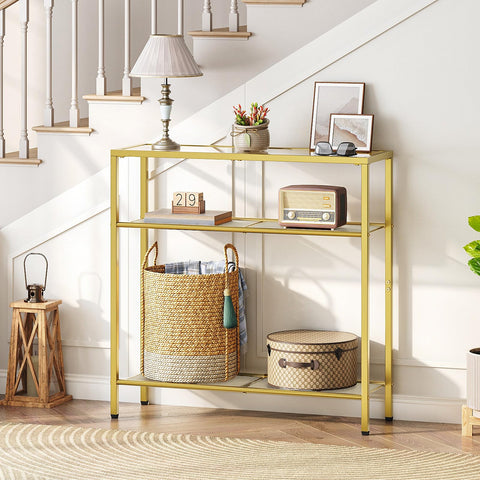 HOOBRO 3-tier console with mesh shelves for organized storage