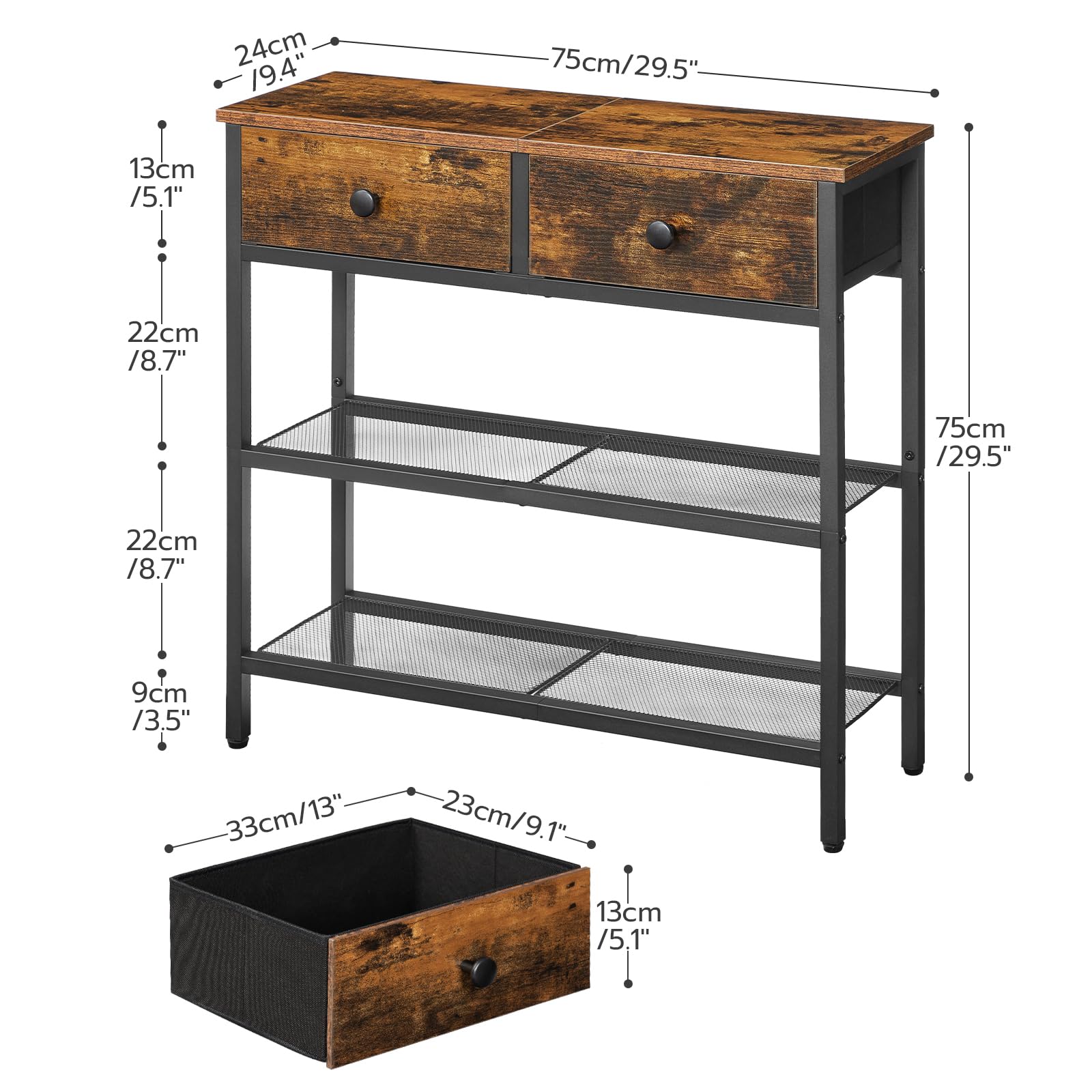 HOOBRO 3-tier shelves hold books, plants, and decor.