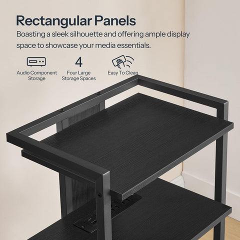 HOOBRO 4-Tier AV Stand easy assembly with labeled parts.