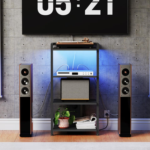HOOBRO 4-Tier AV Stand corner-friendly design fits tight spaces.
