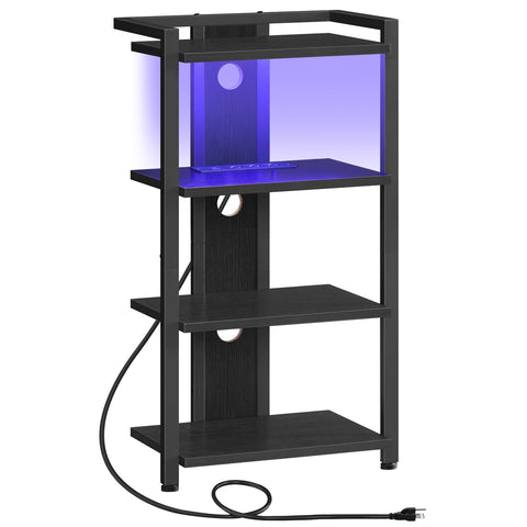 HOOBRO 4-Tier AV Stand front view organized storage for consoles and media devices.