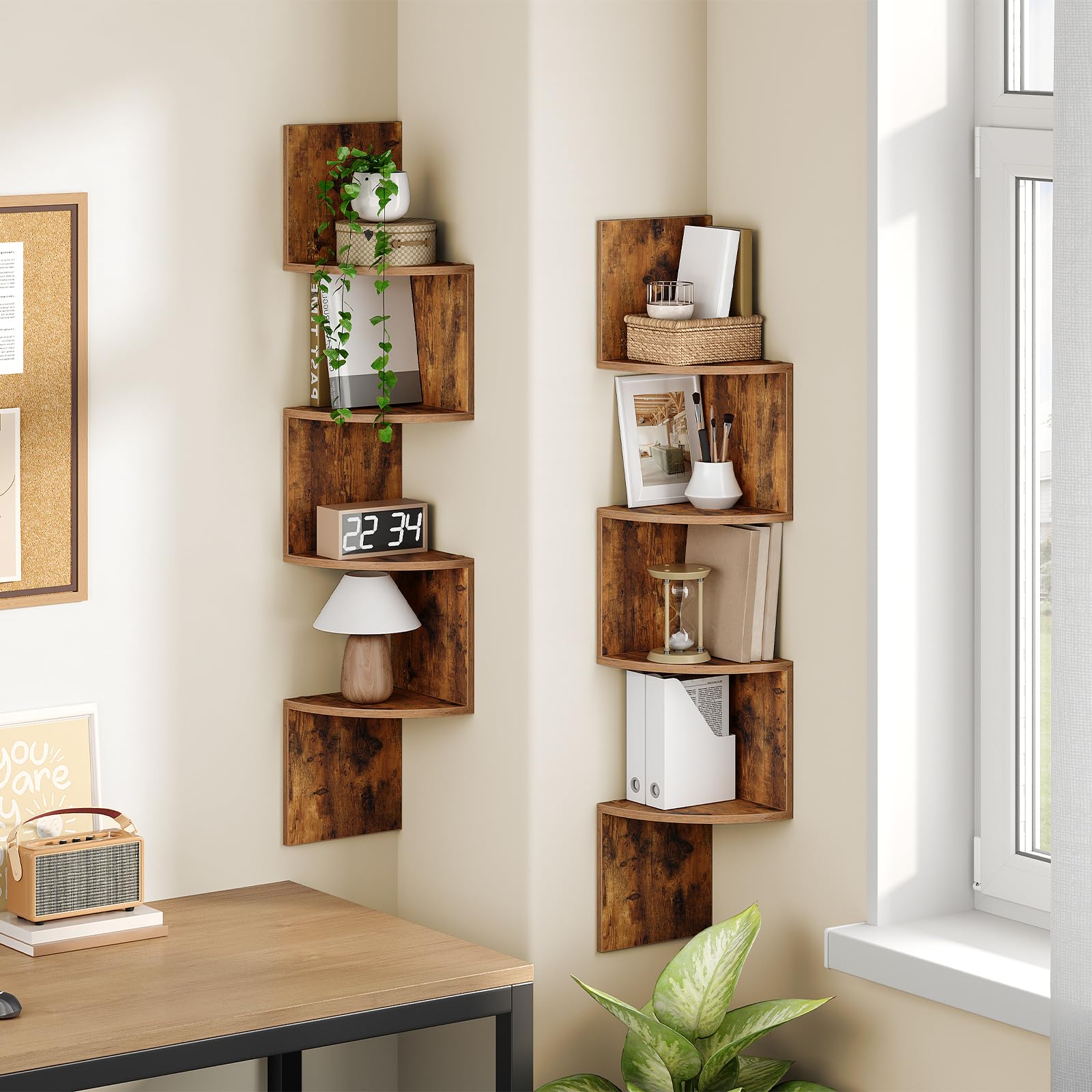 HOOBRO 4-tier corner shelves design showcases items neatly in a compact space