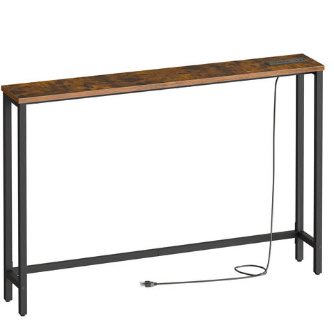 Hoobro 47-2 inch narrow console table with power outlets behind the sofa.