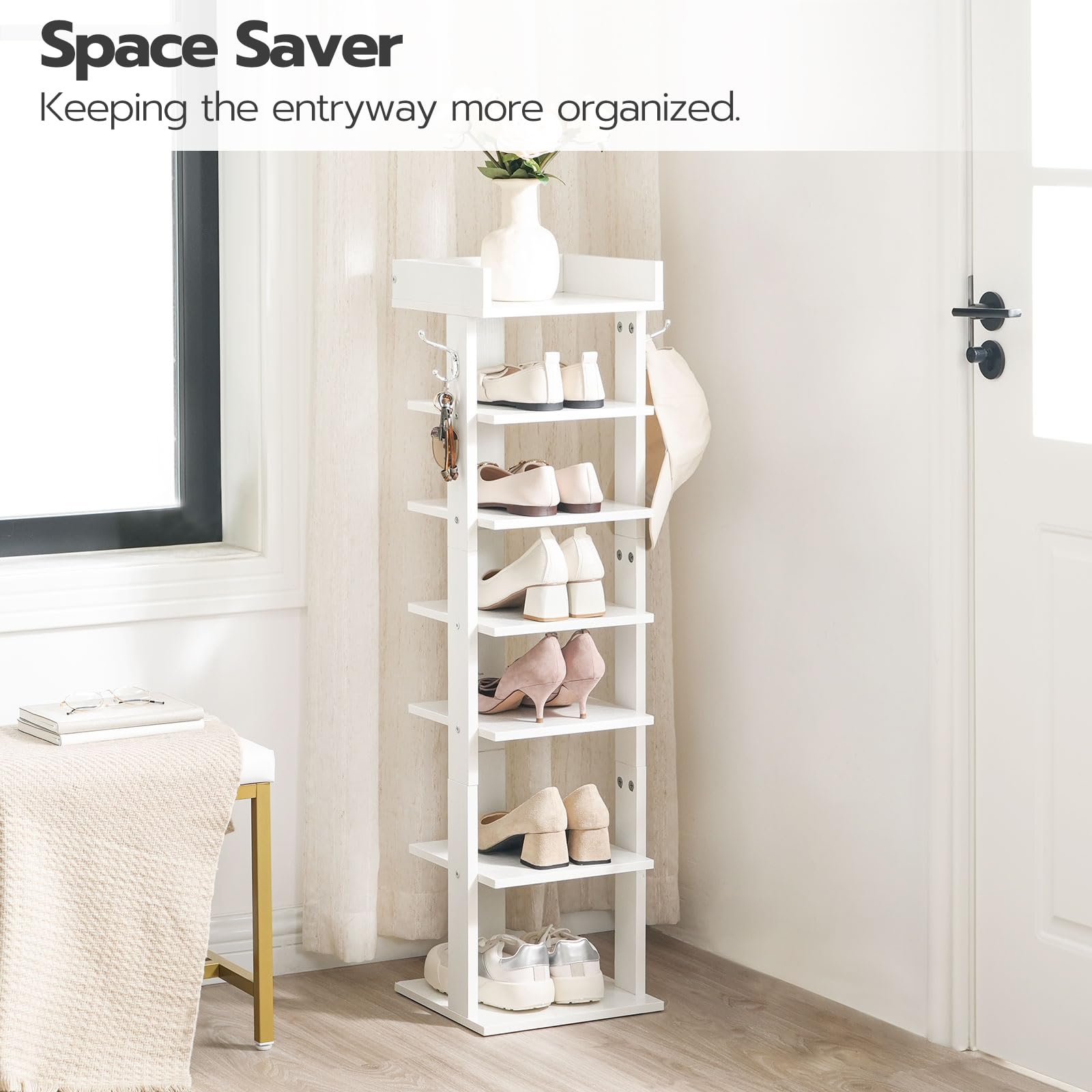 HOOBRO 7-tier corner shoe storage fits compact spaces for neat footwear.