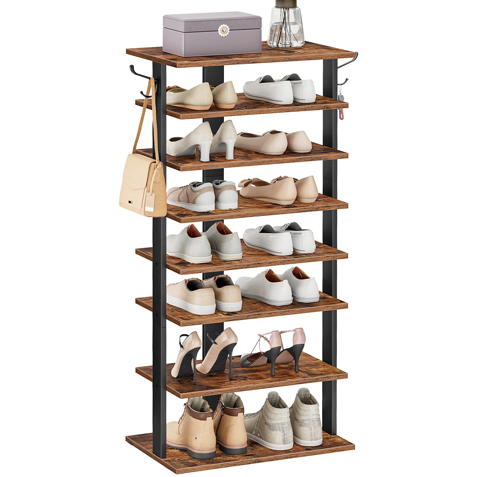 HOOBRO clutter-free entrance using the 8-tier rack for tidy space
