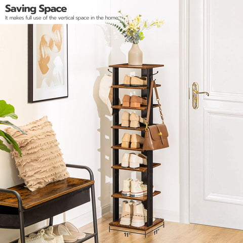 HOOBRO 8-tier rack with slim footprint fits narrow spaces.