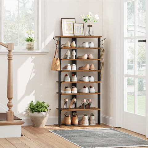 HOOBRO 8-tier in hallway demonstrates slim footprint in tight spaces