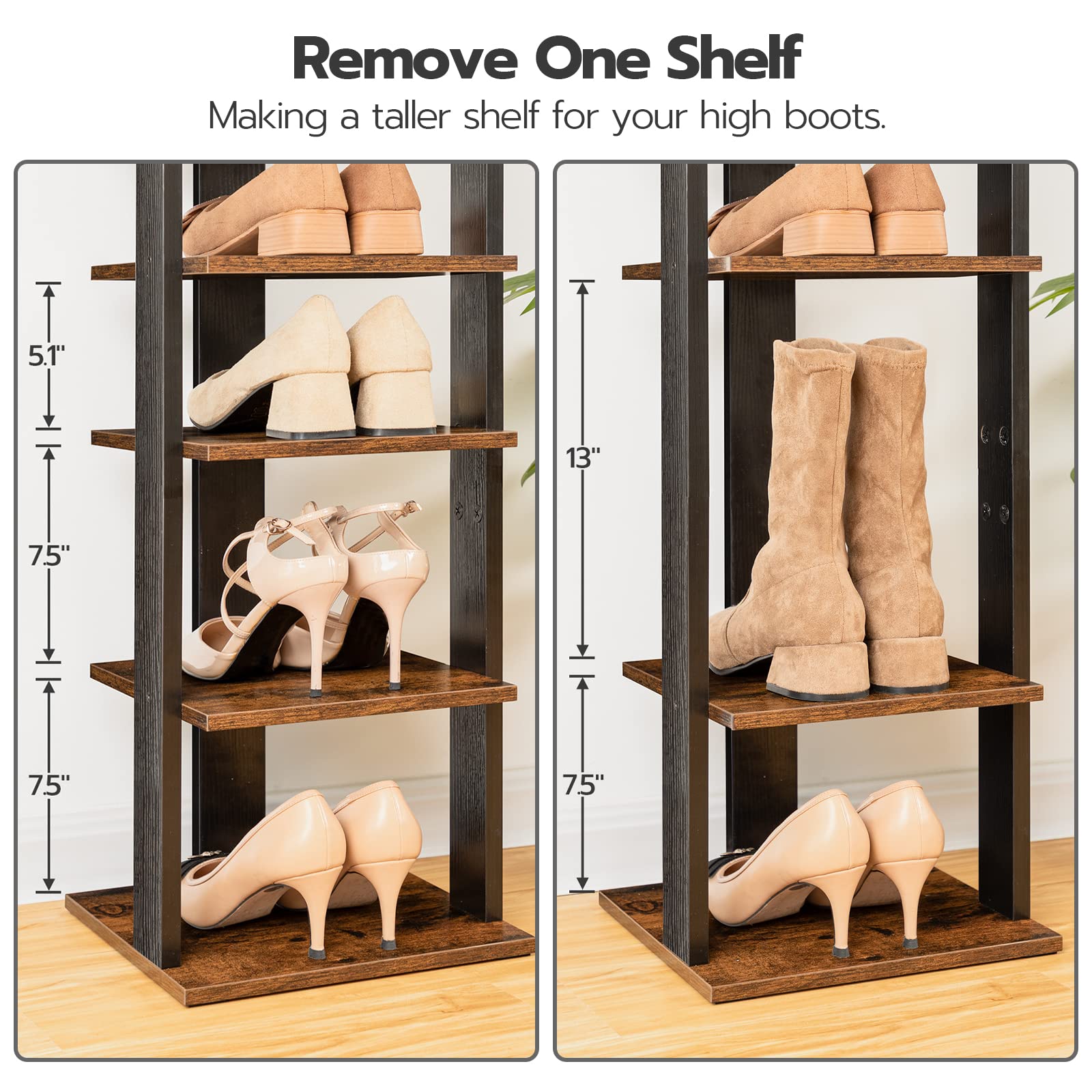 HOOBRO 8-tier rack in entryway shows space-saving design for tight hallways.