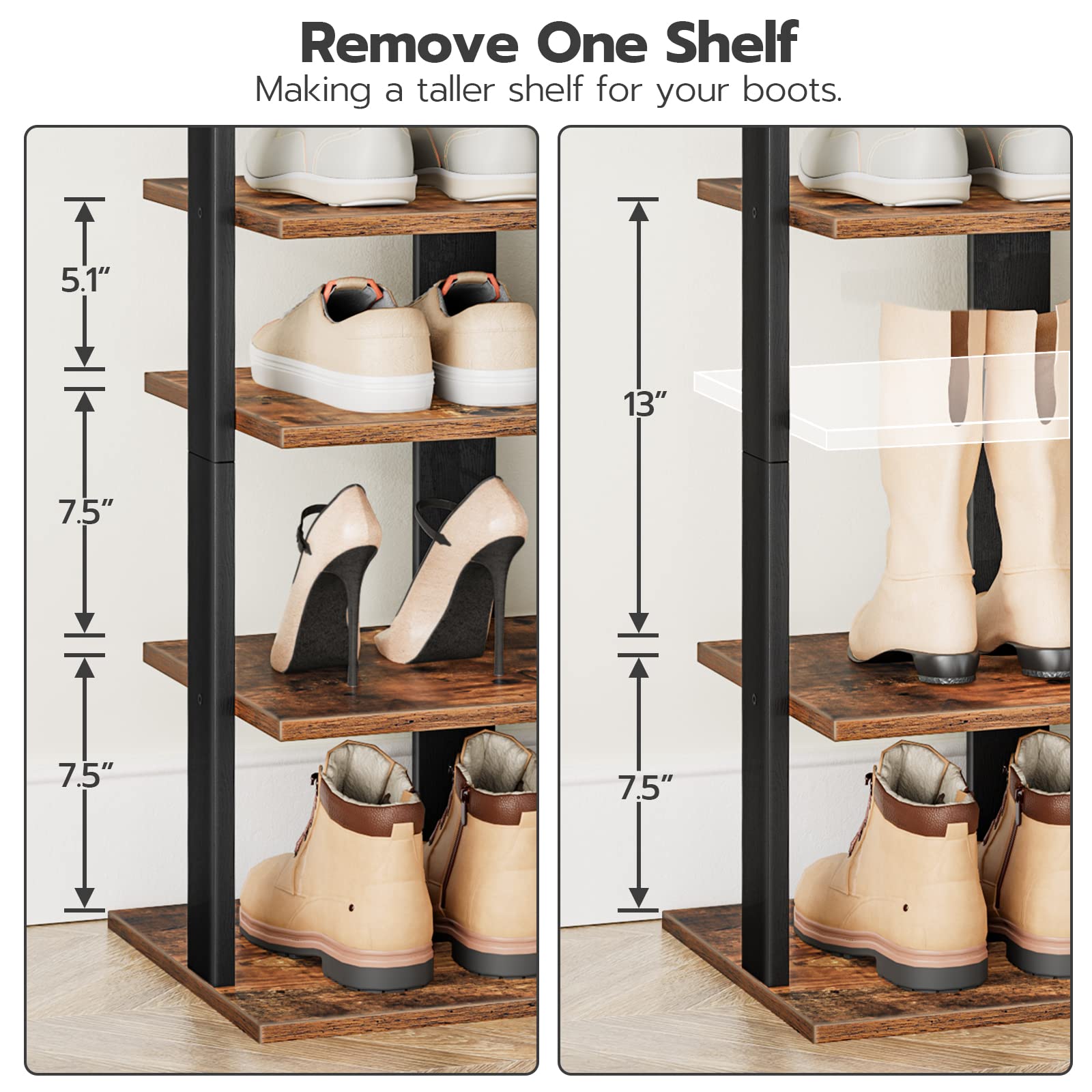 HOOBRO living room setup with rack showcasing organized footwear and decor