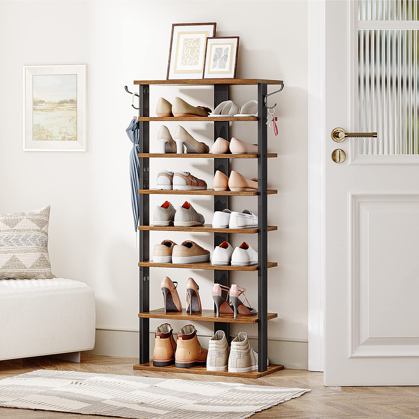 HOOBRO rack side hooks featuring ekstra storage for umbrellas and small items