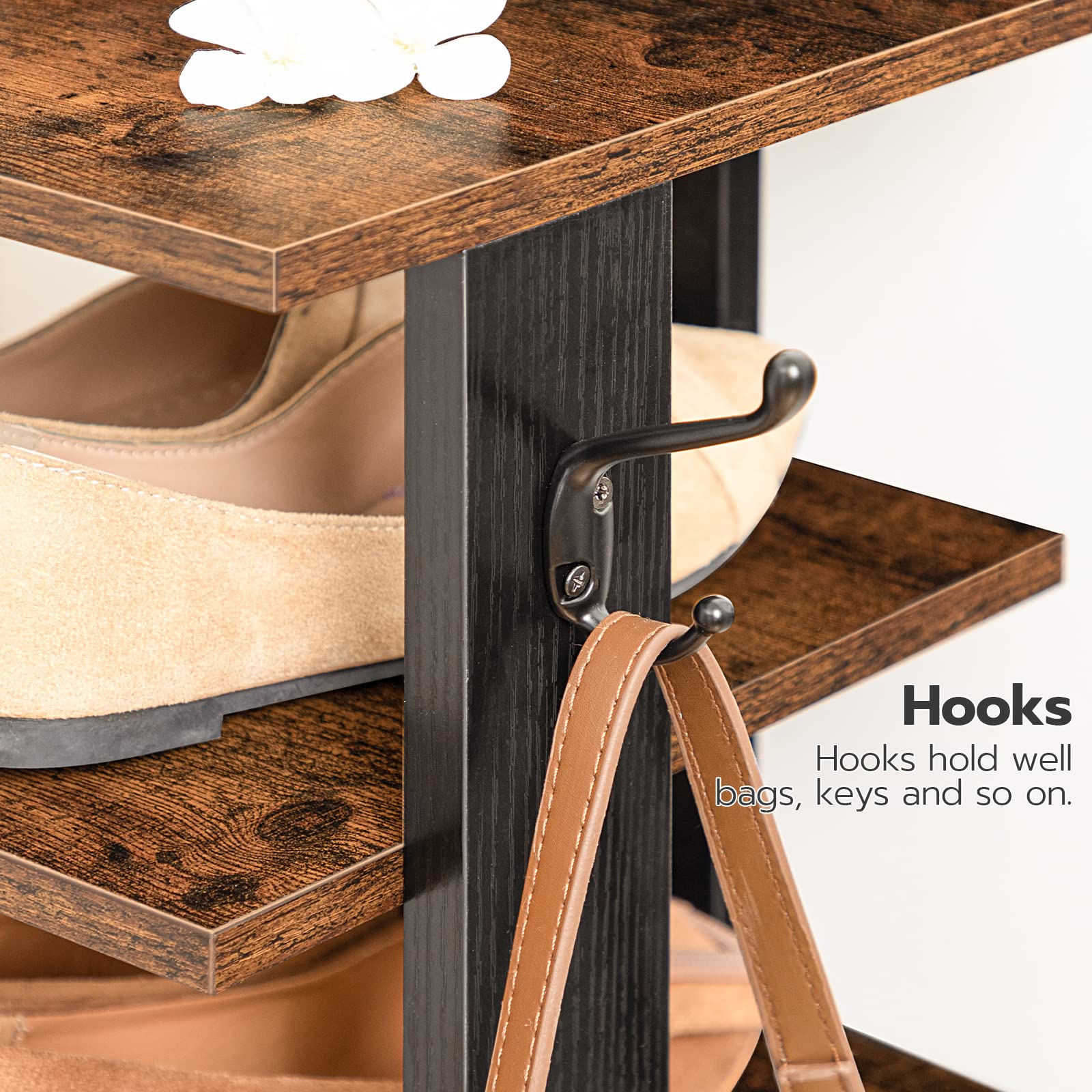 HOOBRO vertical shoe rack with extra-large bottom provides stability.