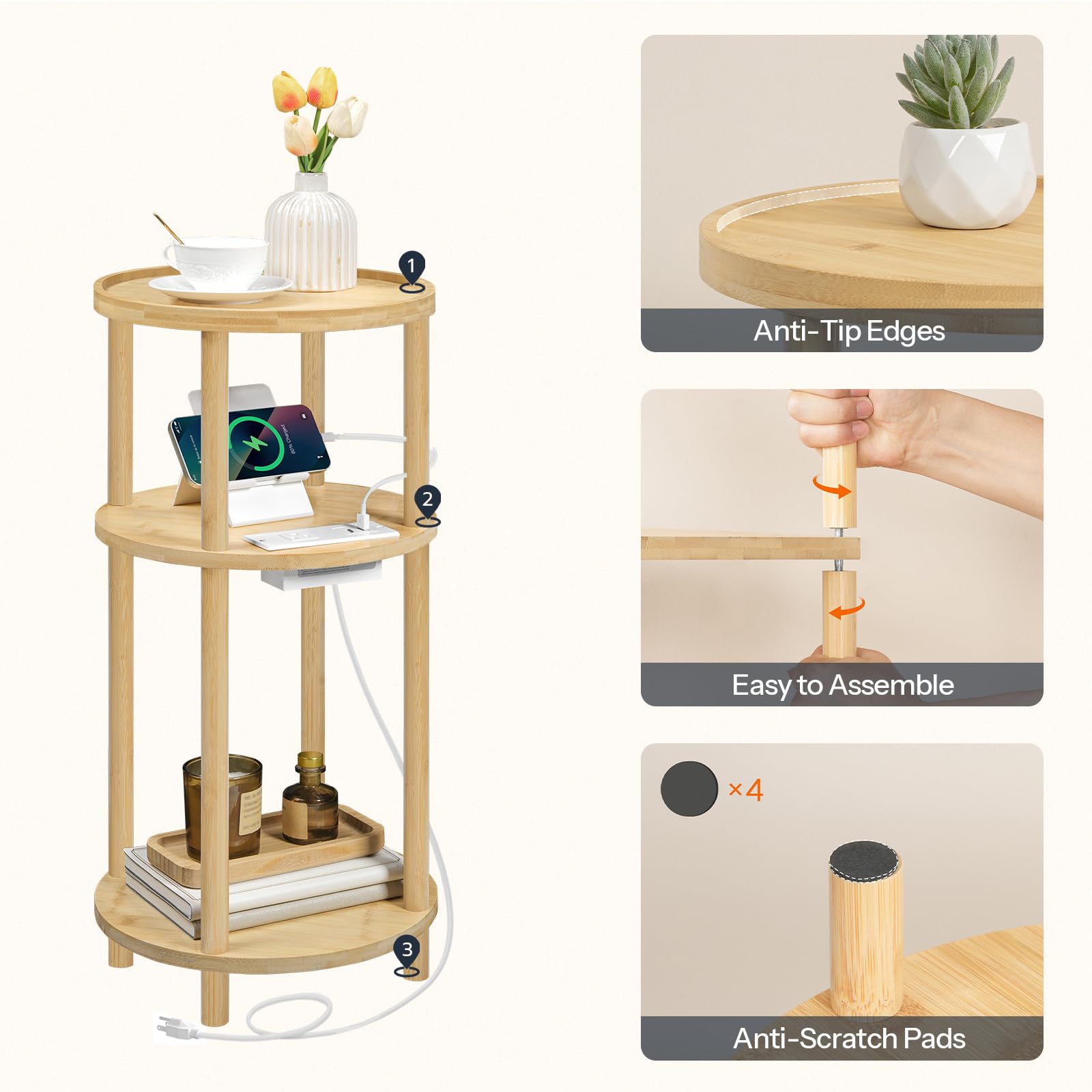 HOOBRO anti-slip pads keep the table stable on smooth floors