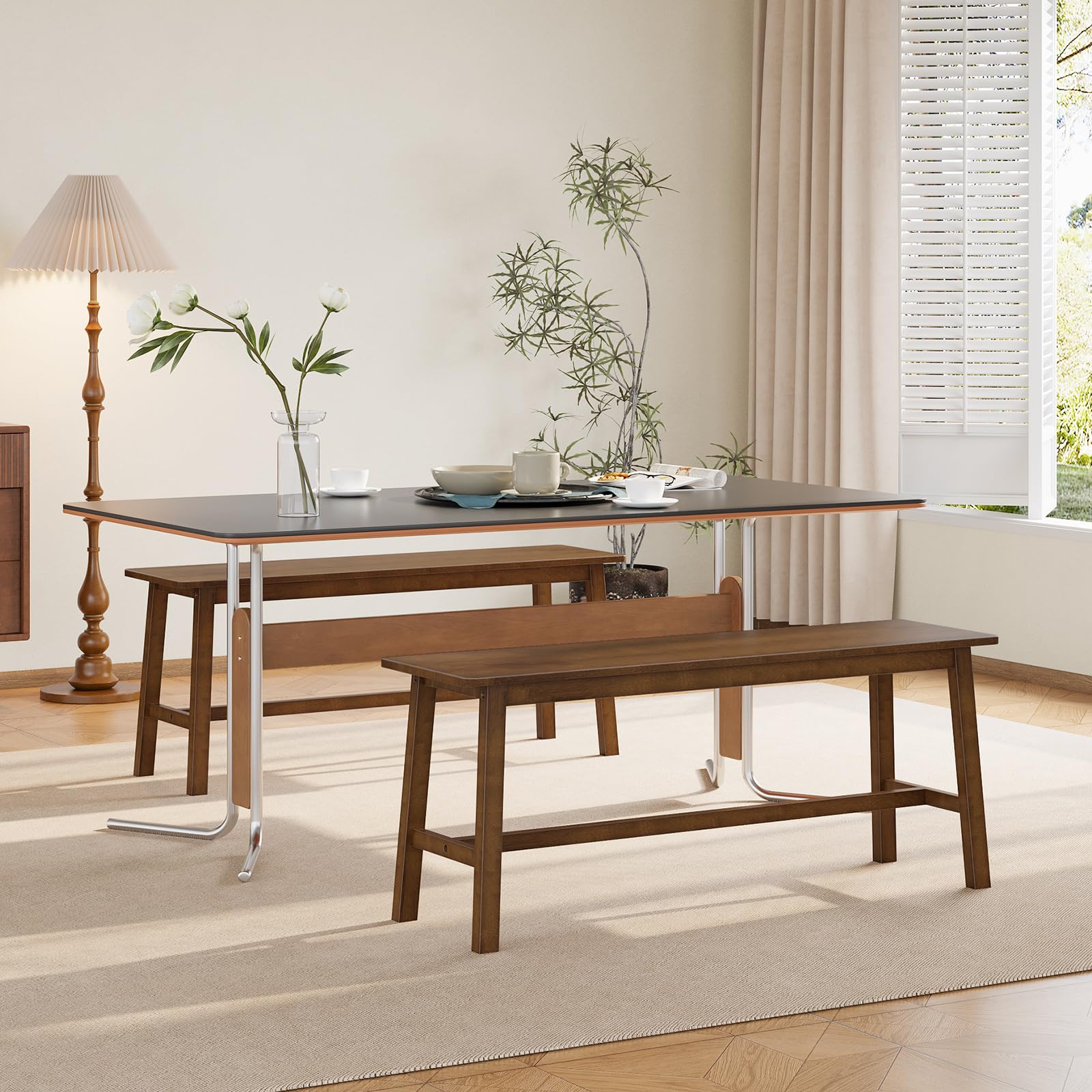 HOOBRO bamboo bench in mocha finish for convenient entrance use