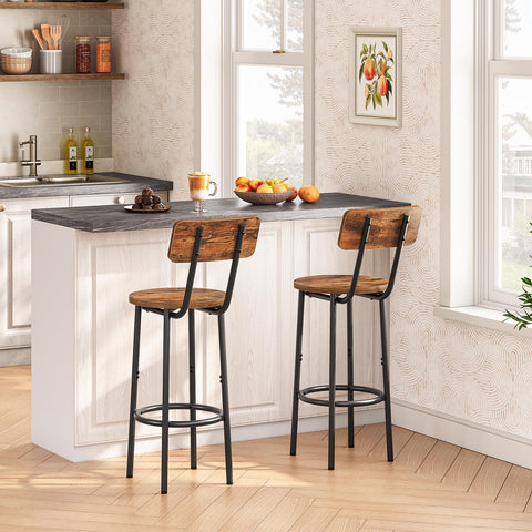 HOOBRO bar stool with black metal legs for stable household use.