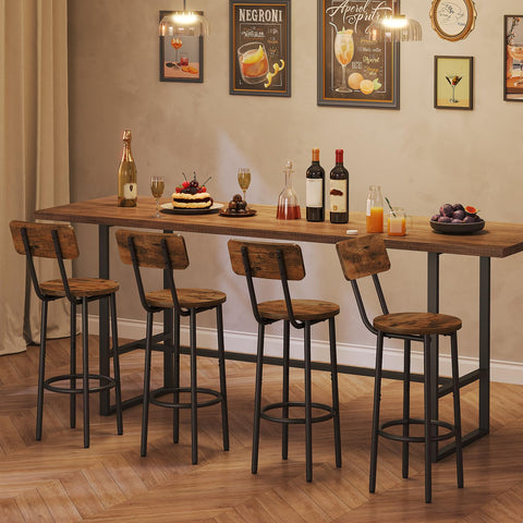 HOOBRO bar stool rustic brown seat adds warm style to dining spaces.