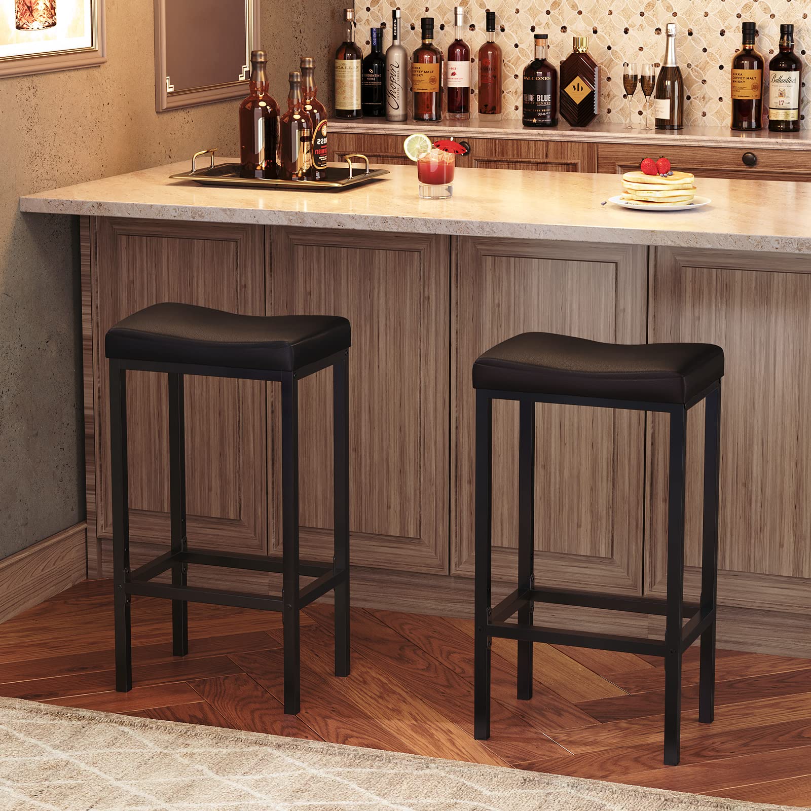 HOOBRO bar stools curved seat design for ergonomic support
